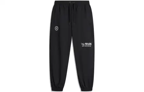 LiNing Wade Series Letter Printed Leg-tie Nine-Point Casual Pants Men's Black