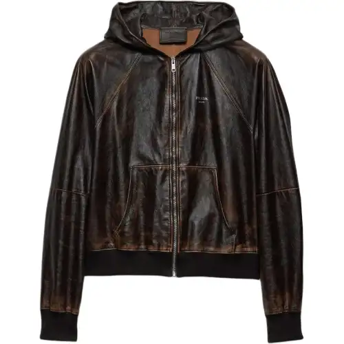 PRADA SS25 Leather Jacket Men's Dark Brown