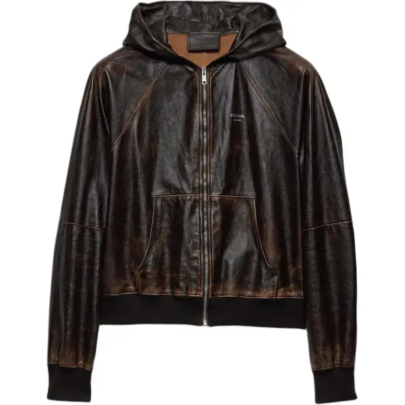 PRADA SS25 Leather Jacket Men's Dark Brown