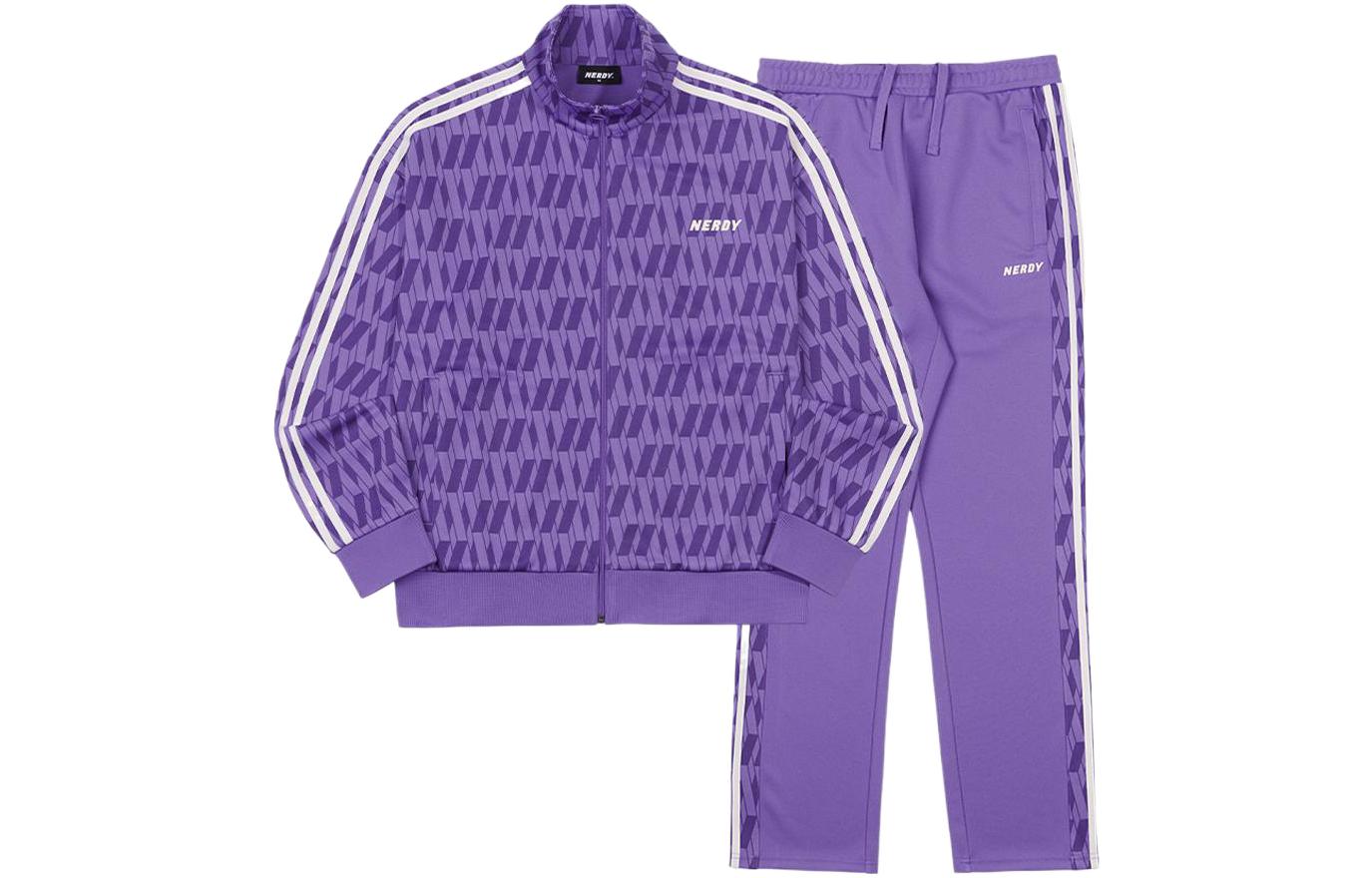 Nerdy Casual Sportswear Unisex Purple Stand Collar Moderate