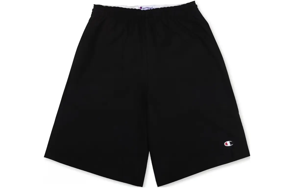 Champion Men's Logo Embroidered Cotton Jersey 9'' Shorts Black