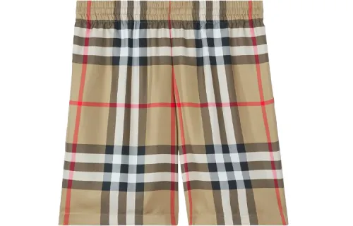 【Previous Season】check-print silk shorts