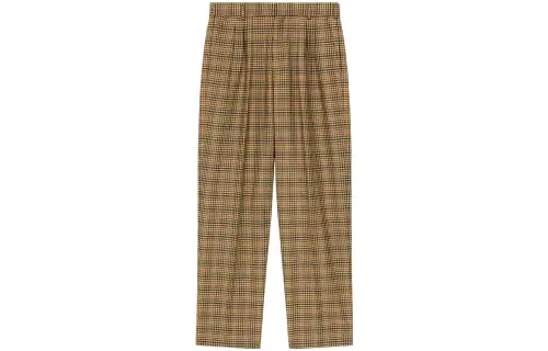 Kenzo Logo Patch Checked Pleated Tailored Trousers