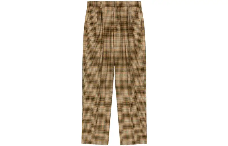 Kenzo Logo Patch Checked Pleated Tailored Trousers