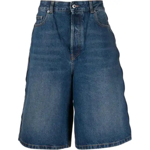 OFF-WHITE Wide-leg Denim Bermuda Shorts
