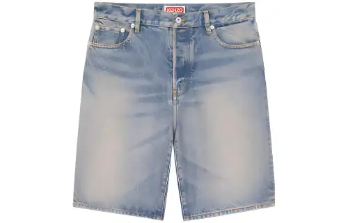 KENZO Knee Length Faded Denim Shorts