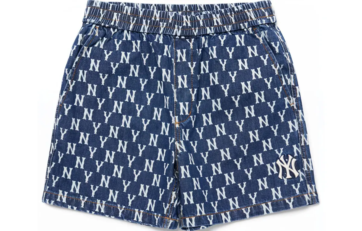 MLB Monogram Denim Shorts Unisex Blue Moderate
