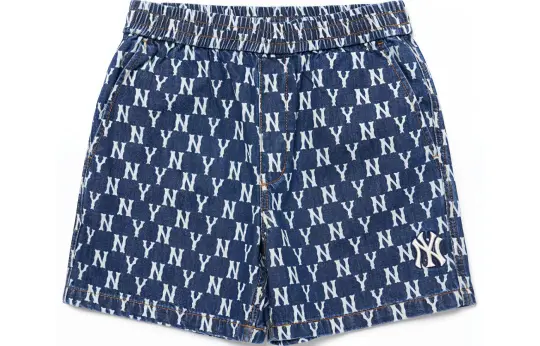 MLB Old Flower Denim Shorts Unisex Blue Moderate