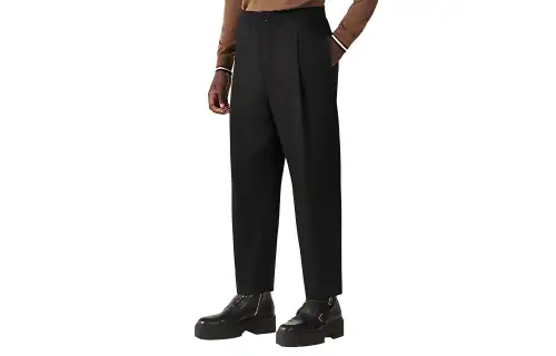 HERMES Casual Pants Men's Black Moderate Straight Fit Pants