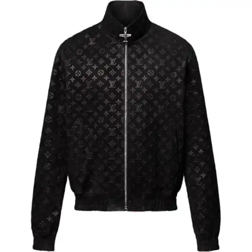 LOUIS VUITTON Monogram Debossed Suede Tracksuit Jacket