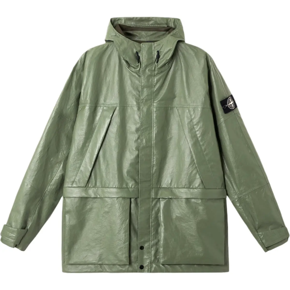 STONE ISLAND Leather Jacket Unisex Sage Green
