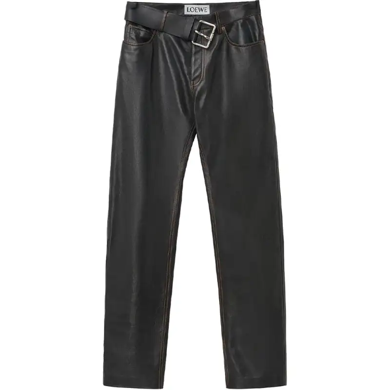 LOEWE FW24 Leather Pants Men's Black