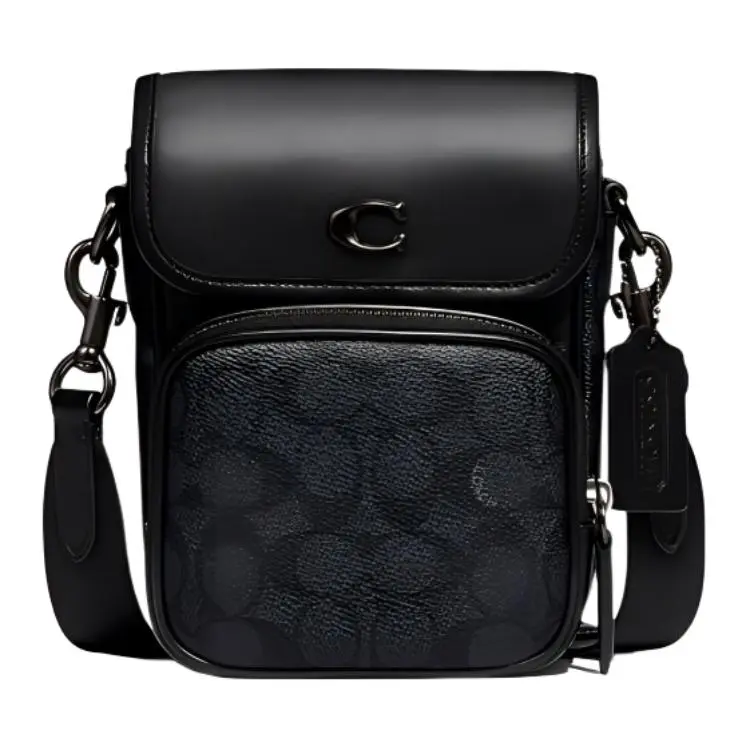 COACH Crossbody Cow Leather Crossbody Bags Mini Men's Black