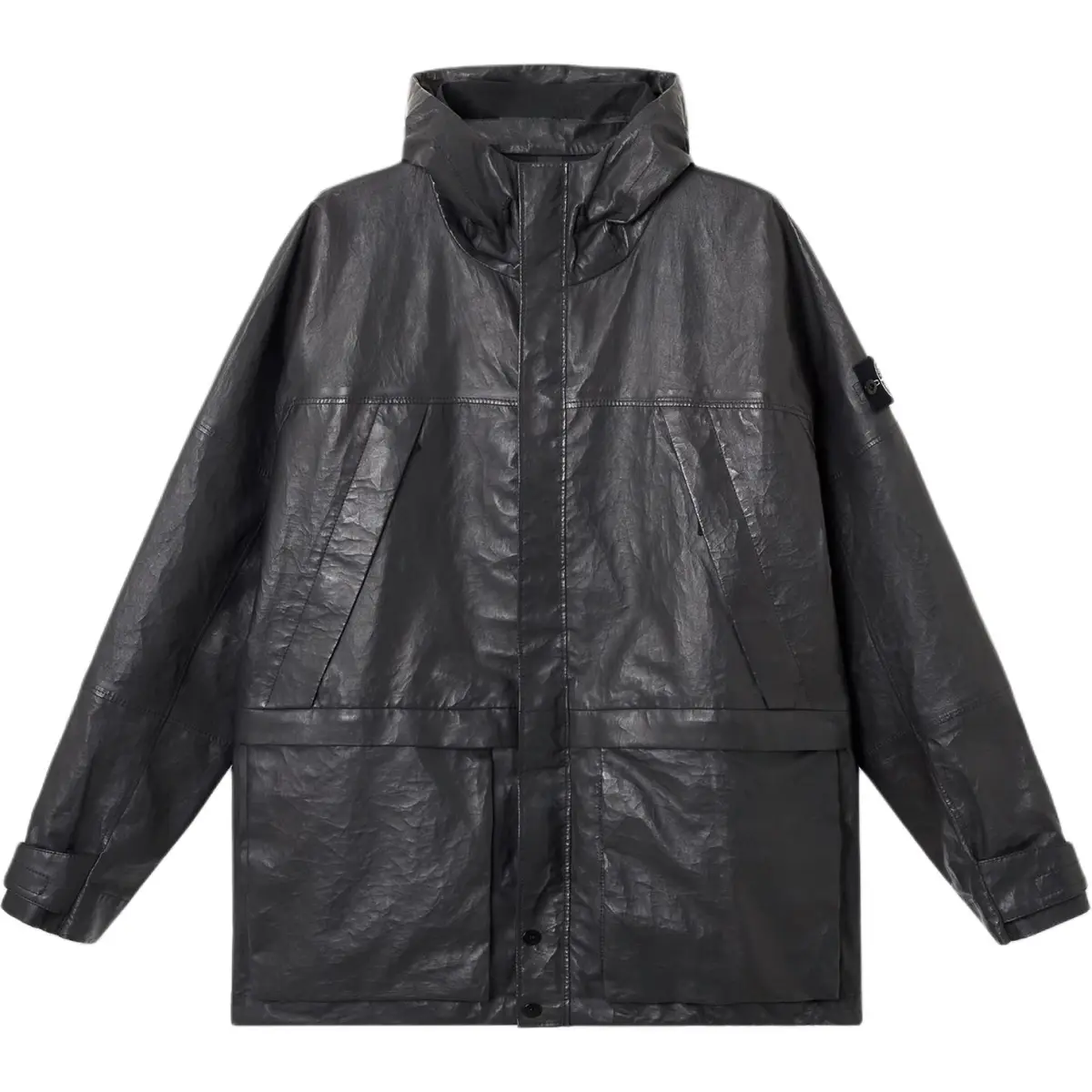 STONE ISLAND SS25 Leather Jacket Men's Charcoal Gray