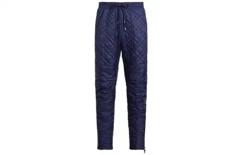 Polo Ralph Lauren FW23 solid color quilted waterproof casual cotton pants for men, navy blue