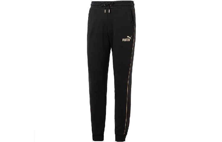 PUMA Casual Pants Men's Black Thickened And Fleece-Lined Sweatpants