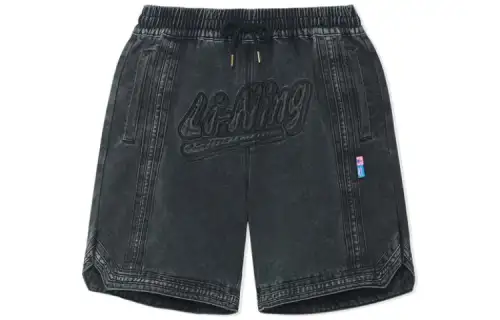 Li Ning X STEVEN HARRINGTON Denim Shorts Men's Black Moderate