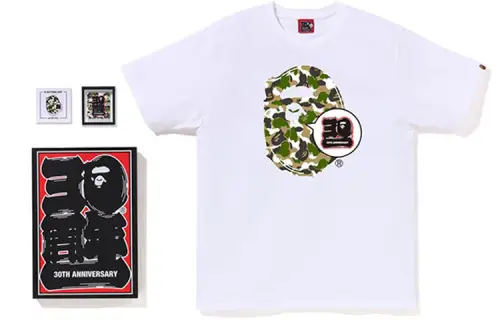 BAPE Store Maebashi 30Th Anniv 30th Anniversary SS23 Ape Pattern Printed Short Sleeve T-Shirt Set Men's White Brown