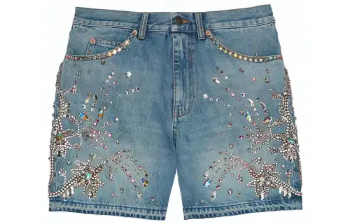 crystal-embellished denim shorts