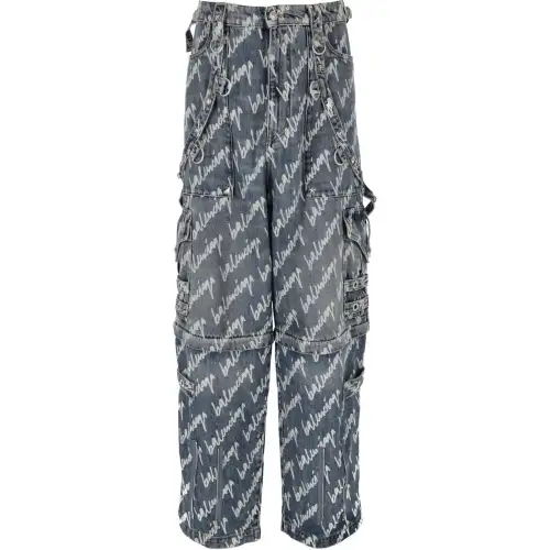 Balenciaga Jeans Men's Blue Wide Leg Pants