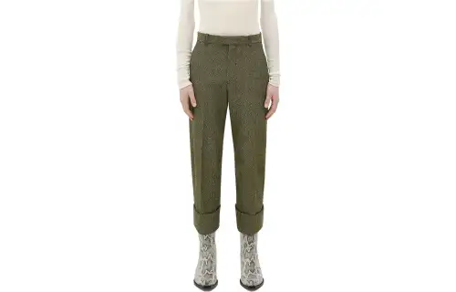 Bottega Veneta Casual Pants Men's Green Moderate Straight Fit Pants