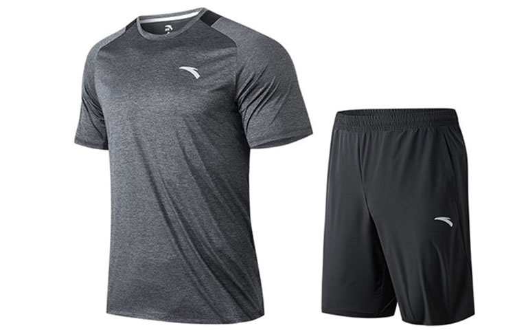 ANTA Variety Training Collection Casual Sportswear Men’s Black Heather Gray Crew Neck Moderate