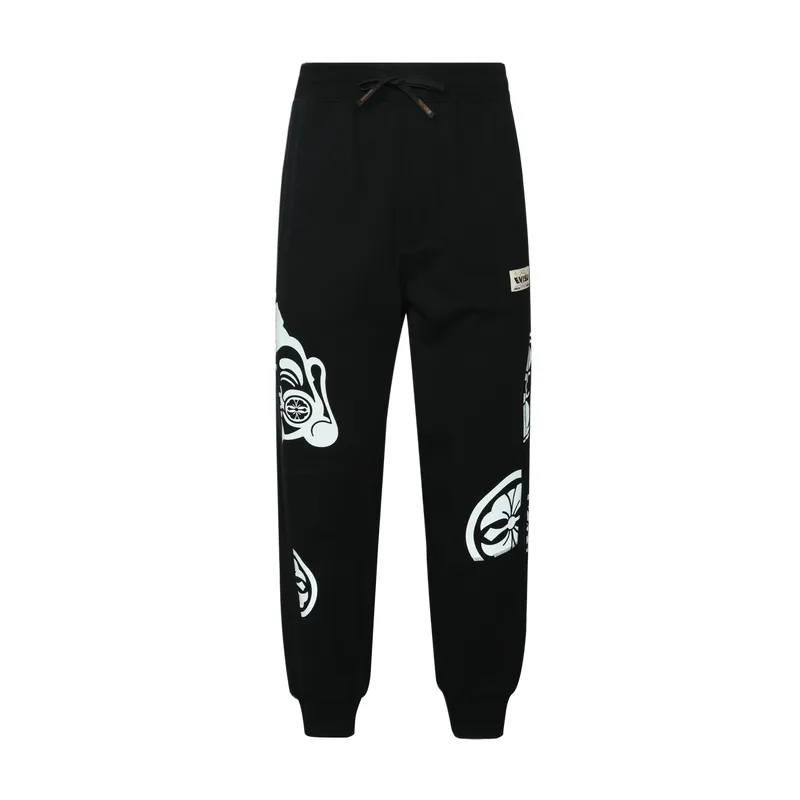 EVISU Casual Pants Men's Black Moderate Cuffed Pants