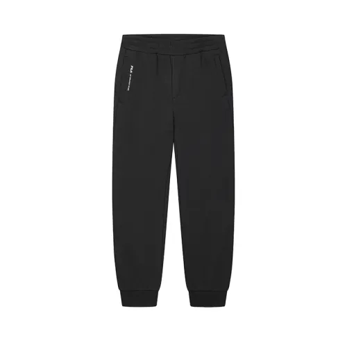 FILA ORIGINALE Elastic Cuff Solid Color Versatile Fleece Lined Elastic Knitted Sweatpants Men's Jet Black