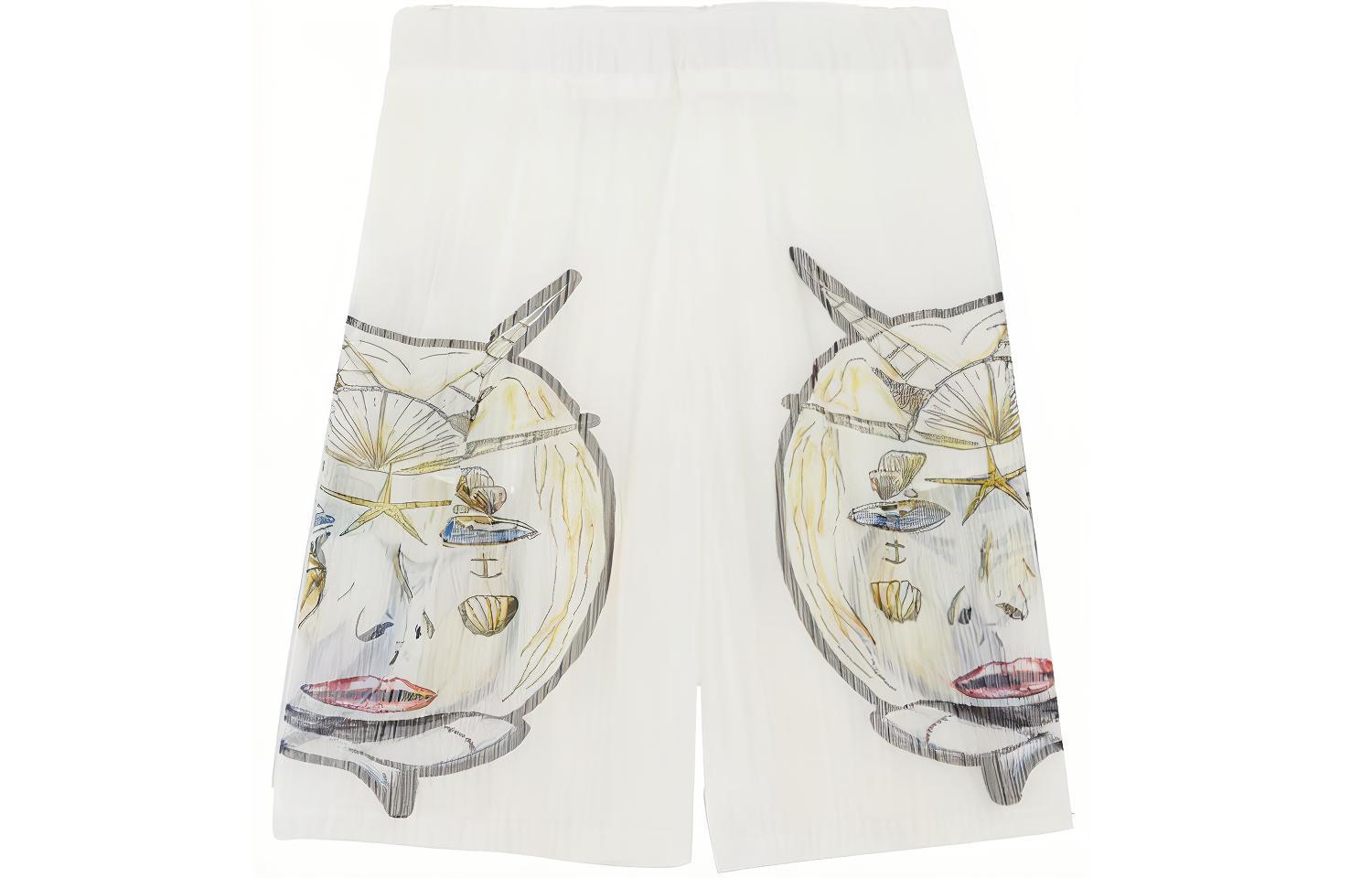 Burberry Marine Sketch Sheer Plisse Shorts