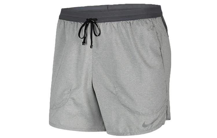 Nike FLEX STRIDE unlined polyester solid color lace-up mid-rise running shorts men's gray