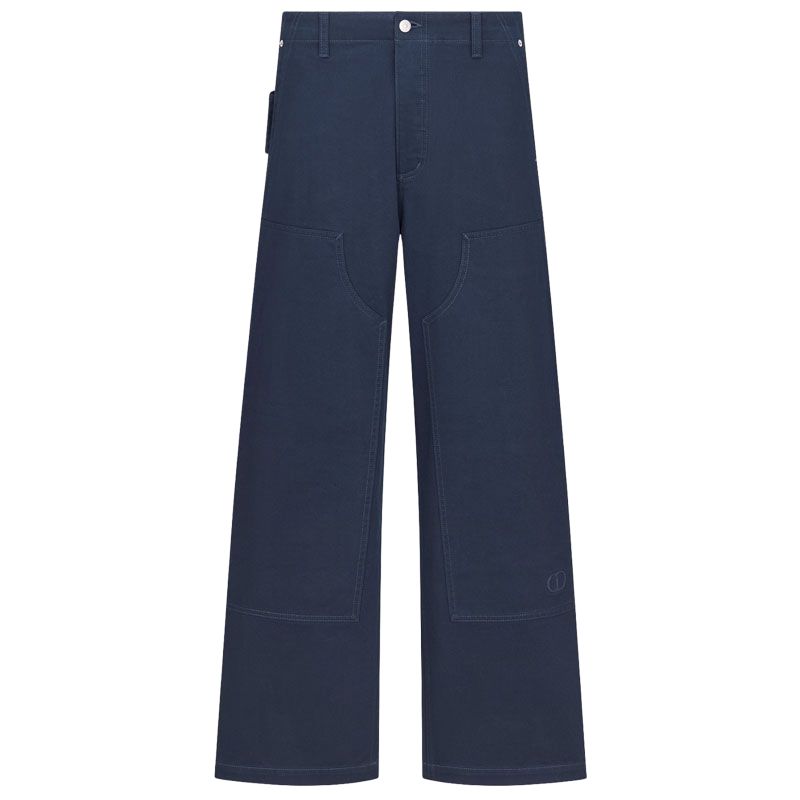 DIOR Dior SS25 Summer Men's Collection Cotton Denim CD Icon Embroidered Cotton Five-Pocket Denim Overalls Men's Navy Blue