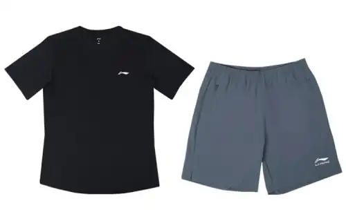 LiNing Clothing Sets Men's Black+Gray