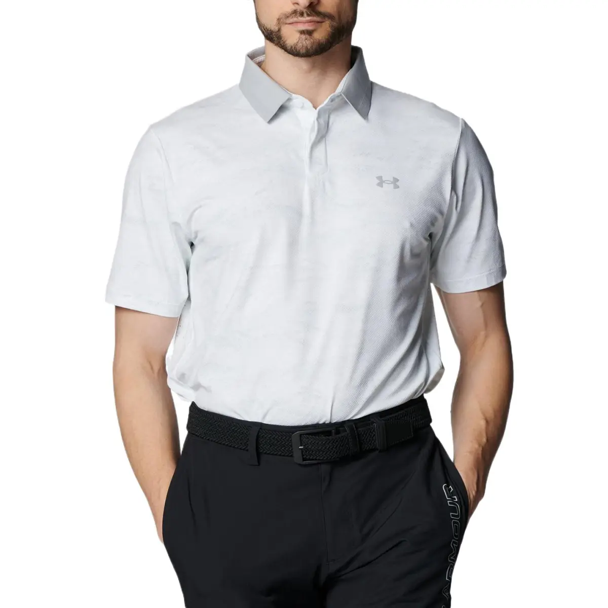 Under Armour Drive ChillIso Chill Print Polo Shirt Men's White Gray