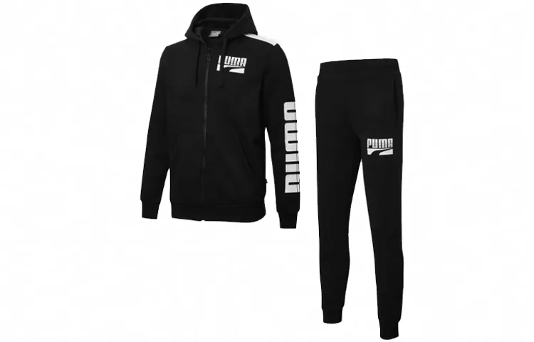 PUMA Casual Sportswear Sets Men's Black Thickened And Fleece-Lined