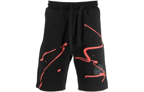 STONE ISLAND Ink Three Embroidered Fleece Shorts