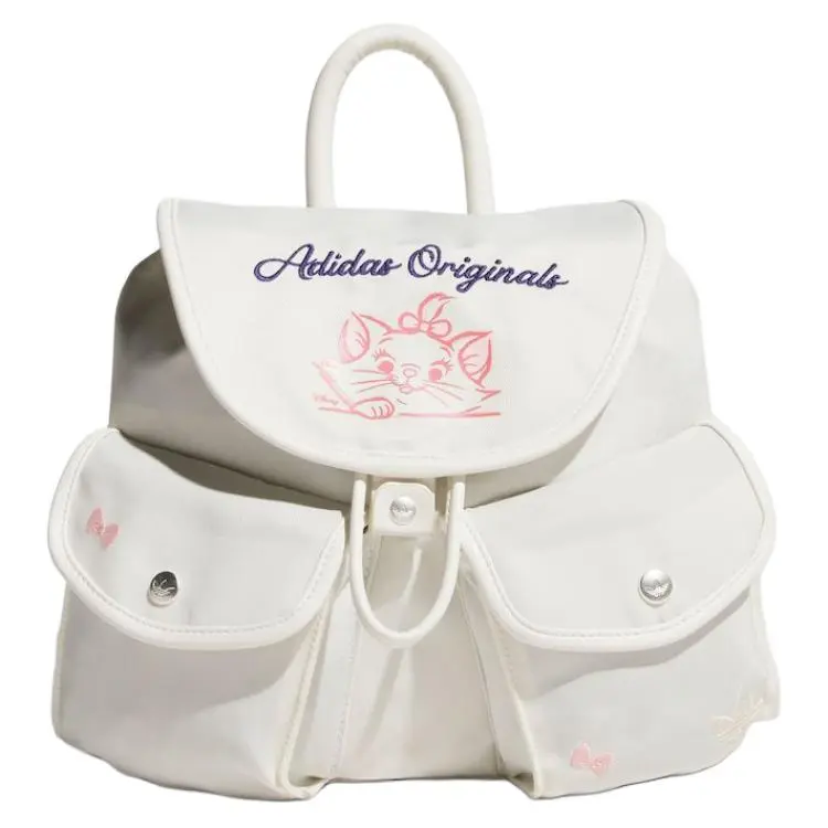 Adidas Originals Trefoil Disney Marie Cat, Collaboration Cartoon Pattern Print Backpack Women's Ecru