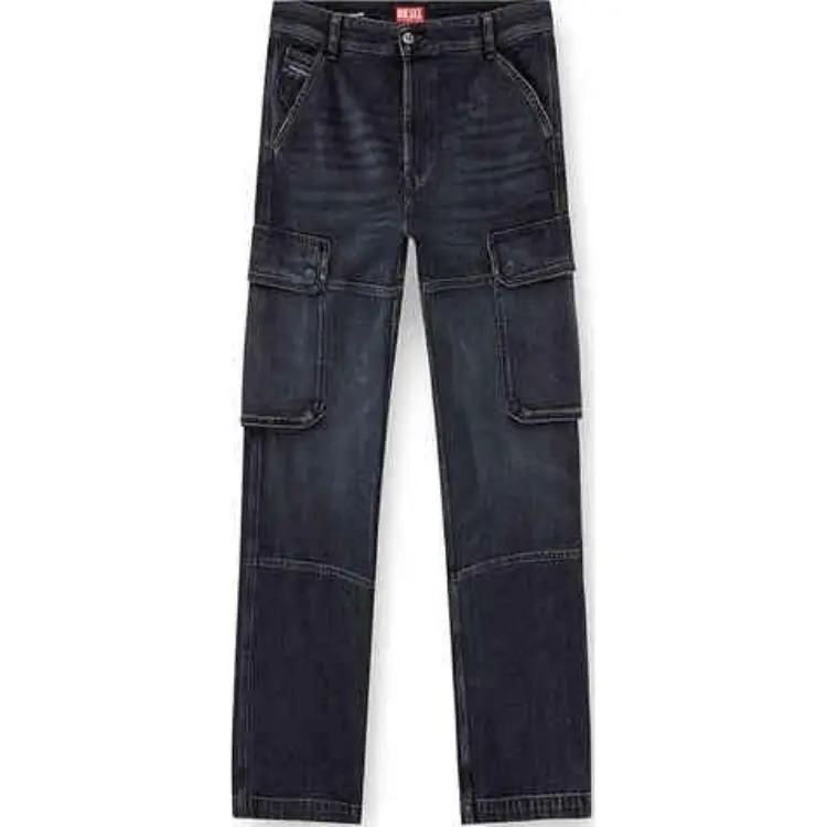 DIESEL Logo Plaque Button Detailed Jeans