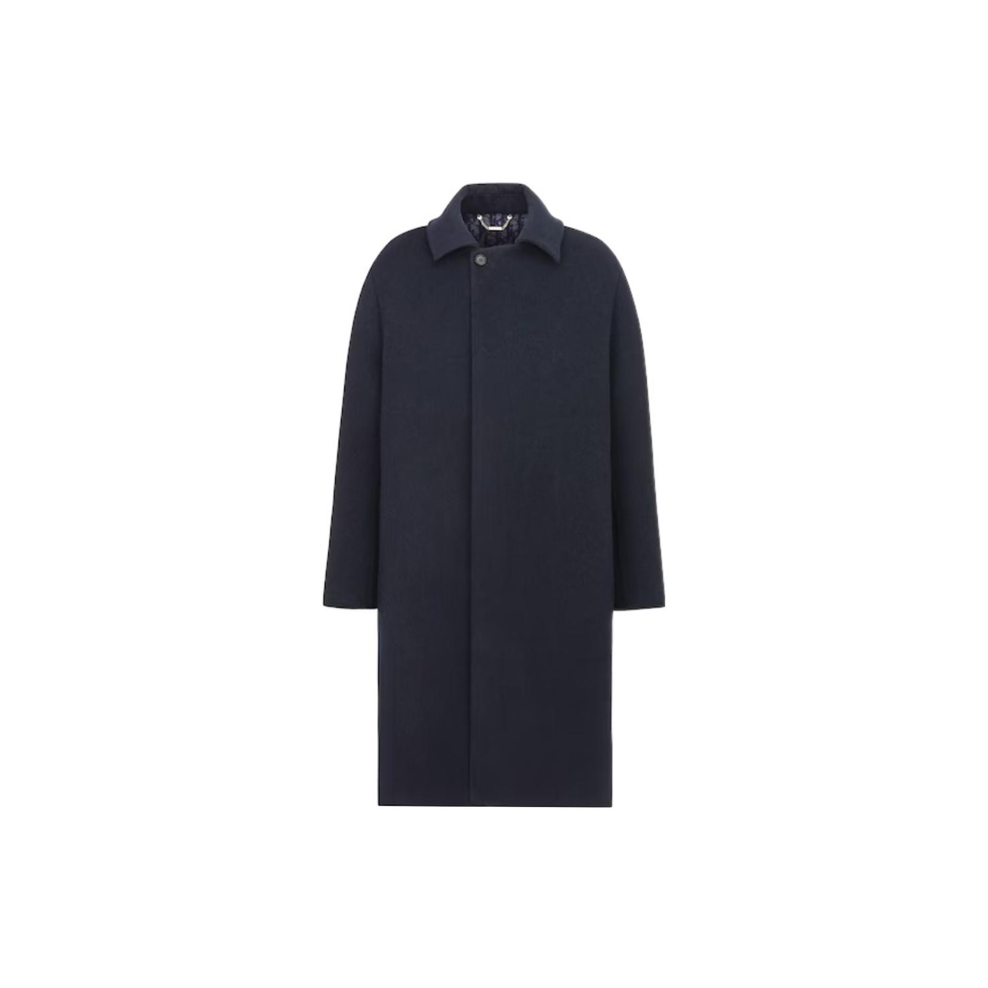 DIOR Dior FW23 ICONS limited series double-sided wool and cashmere blend solid color lapel concealed button long-sleeved coat for men