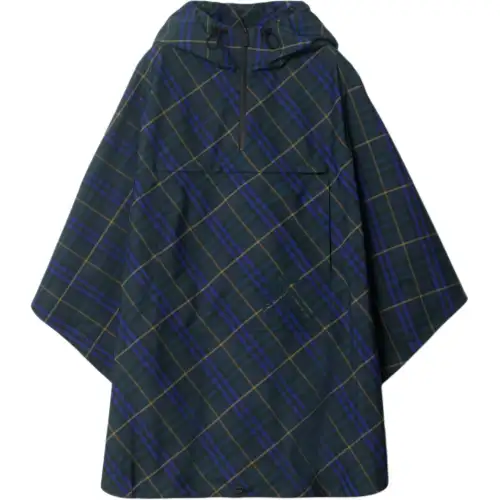 Burberry Ekd Motif Check Pattern Hooded Poncho