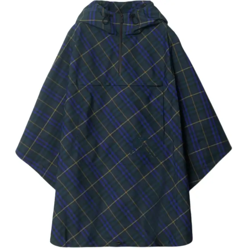 Burberry Ekd Motif Check Pattern Hooded Poncho