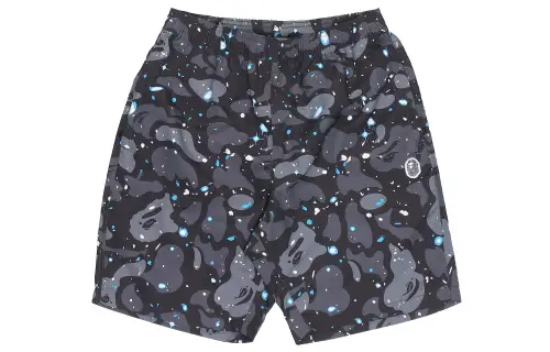 A BATHING APE Human head, camouflage starry sky, black shorts