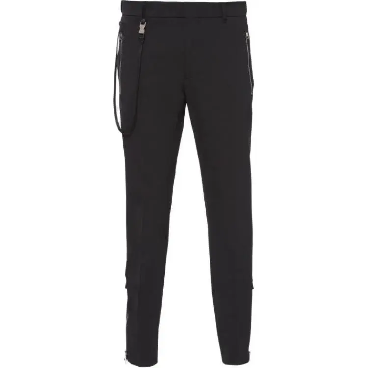PRADA Casual Pants Men's Black Moderate Slim Fit Pants