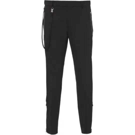 PRADA Casual Pants Men's Black Moderate Slim Fit Pants