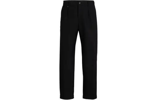 HUGO BOSS Straight Fit Trousers In Cotton Casual Pants Men's Black