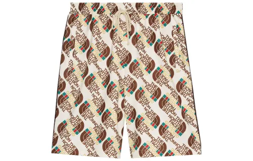 GUCCI X The North Face Logo Web Print Silk Shorts