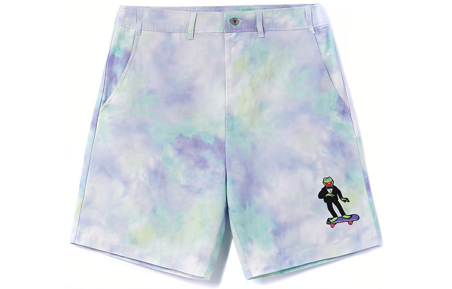 LiNing x Disney/Disney joint model Muppets Kermit series tie-dyed sports casual shorts, same style for men and women, multi-color