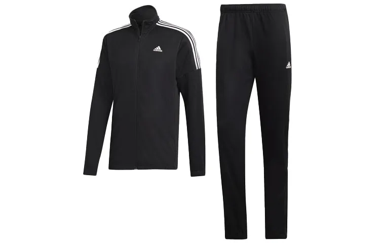 Adidas Casual Sportswear Sets Men's Black Stand Collar Moderate