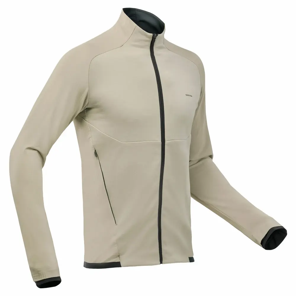 Decathlon DECATHLON QUECHUA 500 Sportslab Warm and Fashionable Solid Color Hiking Lightweight Polar Fleece Stand Collar Jacket Men's Light Brown