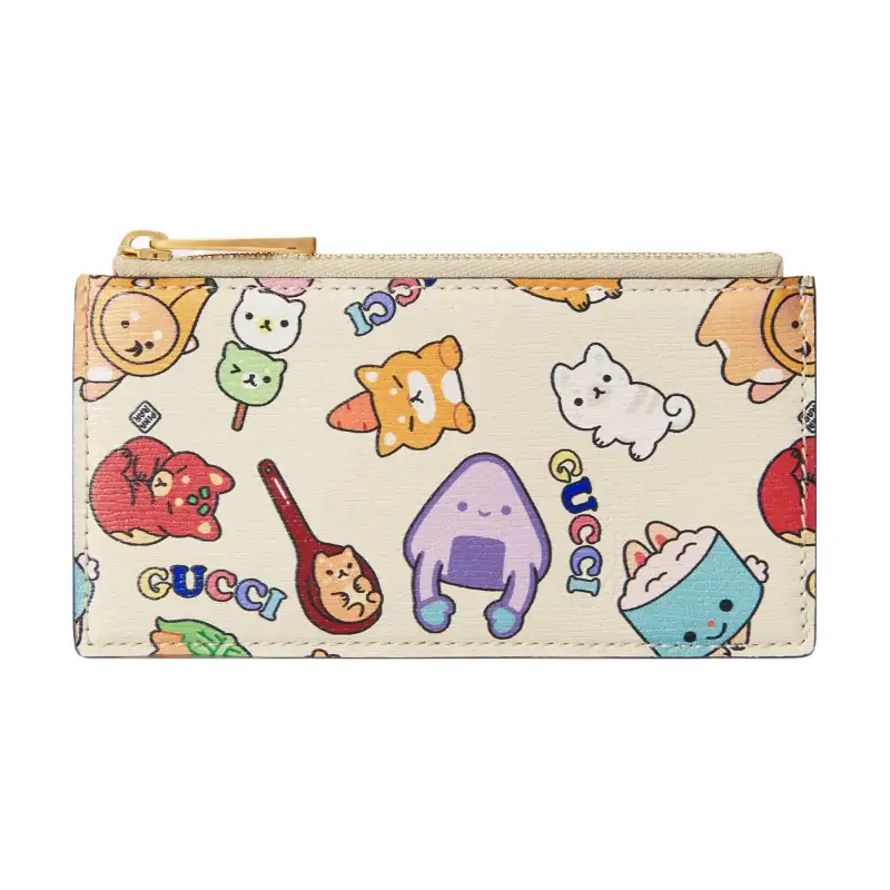 GUCCI Leather Card Holder Women's White