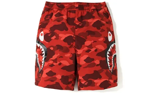 A BATHING APE Camouflage beach shark, trousers, red shorts for men and women